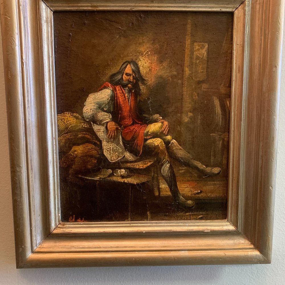 Old signed Oil Painting of Gentleman 15 x 17